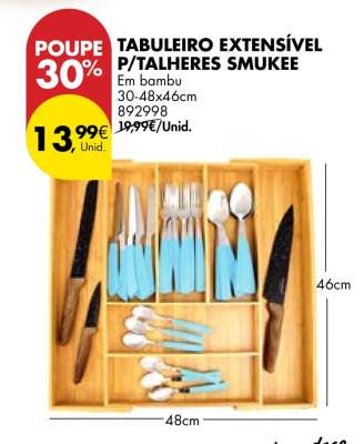 TABULEIRO EXTENSÍVEL P/TALHERES SMUKEE
