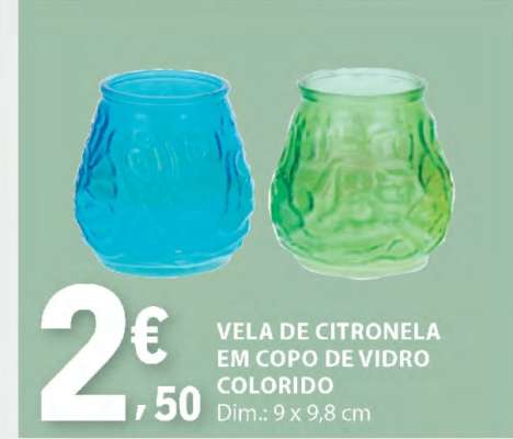 Vela de citronela em copo de vidro colorido