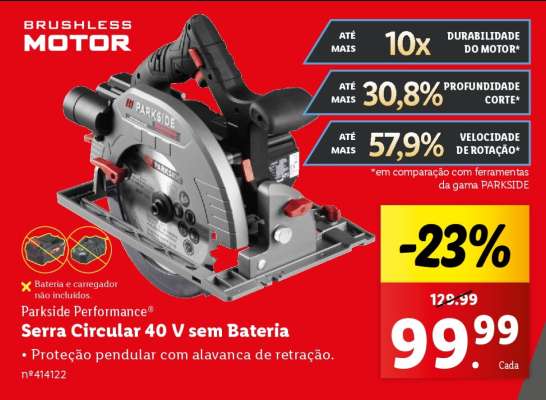 Serra Circular 40 V sem Bateria
