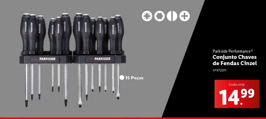 Parkside Performance Conjunto Chaves de Fendas Cinzel