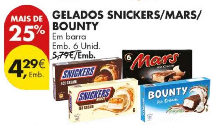 Gelados Snickers/Mars/Bounty
