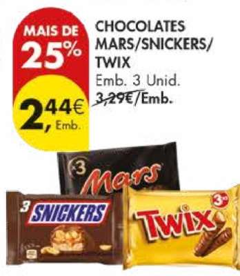 CHOCOLATES MARS/SNICKERS/TWIX