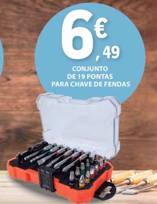Conjunto de 19 Pontas para Chave de Fendas