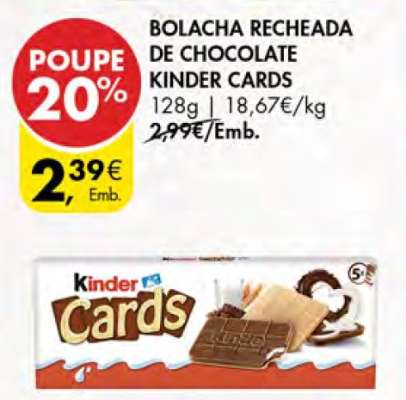 Bolacha Recheada de Chocolate Kinder Cards