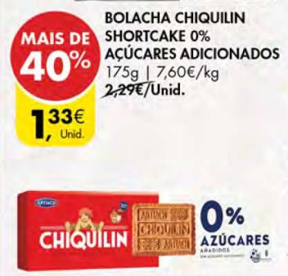Bolacha Chiquilin Shortcake 0% Açúcares Adicionados