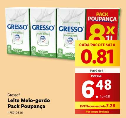 Gresso Leite Meio-gordo Pack Poupança